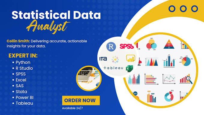do data analysis in r studio, python, excel, stata, SAS, spss, tableau, power bi