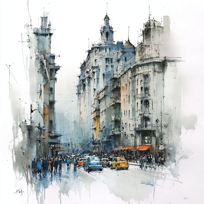 Sketch you city urban sketching style by Peliteepe | Fiverr