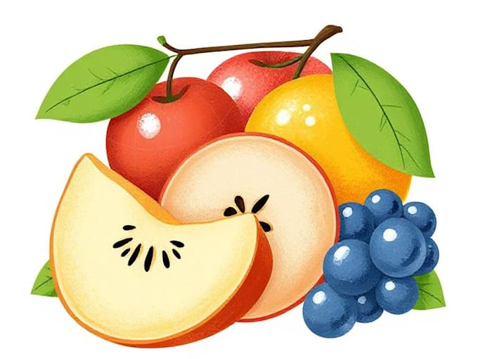 llustrate digitally realistic fruits