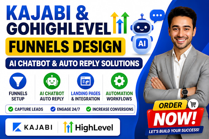 setup kajabi gohighlevel ai chatbot funnels landing page and auto reply bot