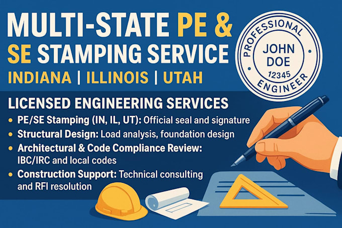 License architectural structural engineer usa pe stamp indiana illinois ...