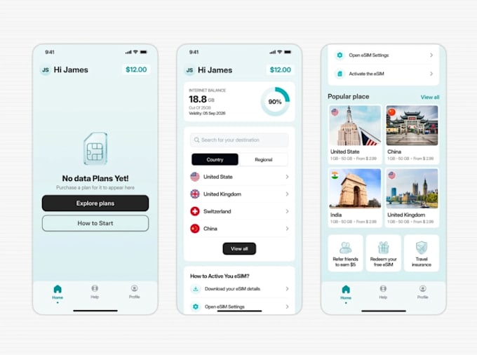 build attractive esim app, linphone app, mobile data app, voip app, esim website