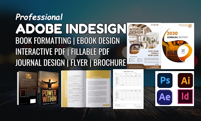 create adobe indesign projects, book formatting, illustration
