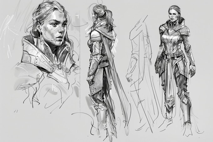Dibuja una ilustración de personaje de fantasía y arte conceptual