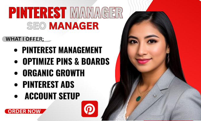 be your pinterest marketing manager, seo optimized pin, board design setup ads