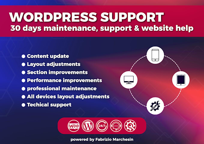 provide monthly wordpress maintenance support and website help