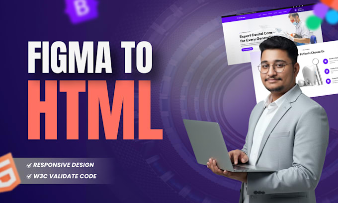 convert figma to responsive HTML with tailwind or bootstrap