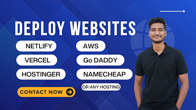 deploy nextjs, react js, html css websites on vercel, netlify, hostinger