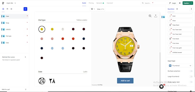 integrate shopify kickflip any 2d watch configurator