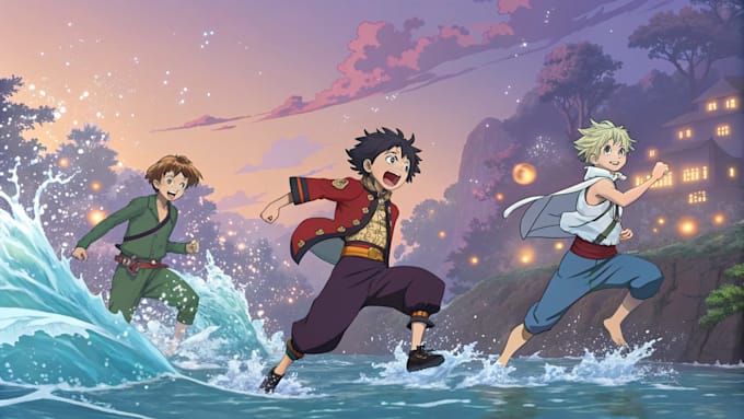 draw full splash anime illustration style