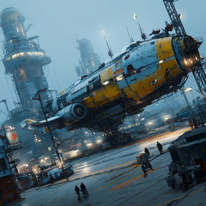 create spaceship concept art for you