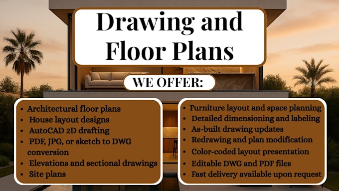 be your architectural designer, floor planner, 3d ad 2d autocads