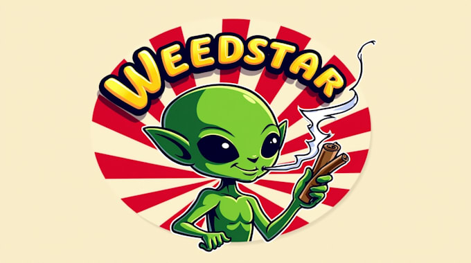 design an awesome alien smoking mascot logo with express delivery