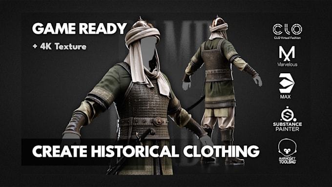 design game ready historical clothing with 4k texture