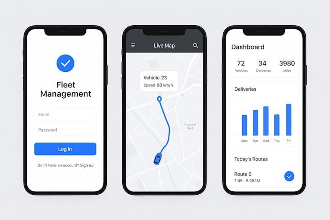 build fleet management app, truck delivery app, gnss tracking app, logistic app