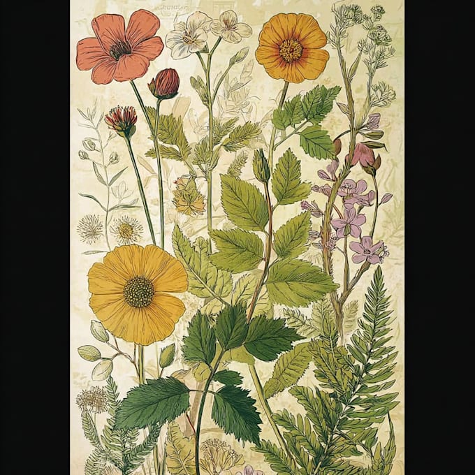 create a beautiful vintage botanical illustration poster