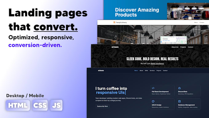 Design a conversion optimized landing page with html css js by M1nemm ...