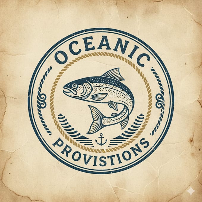 design a unique vintage fish logo