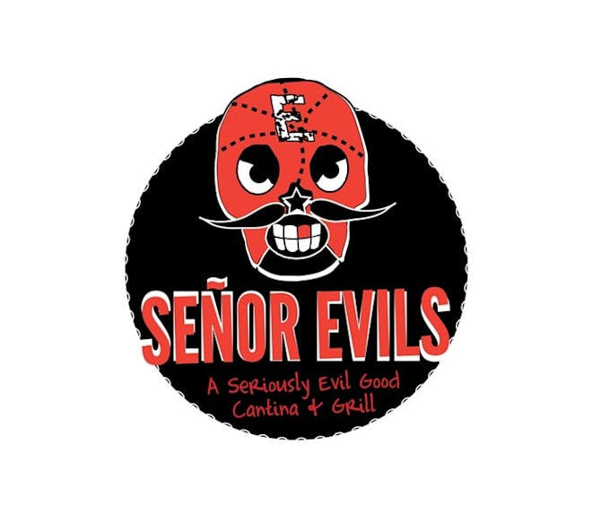 design iconic restaurant grill logo with senor evils