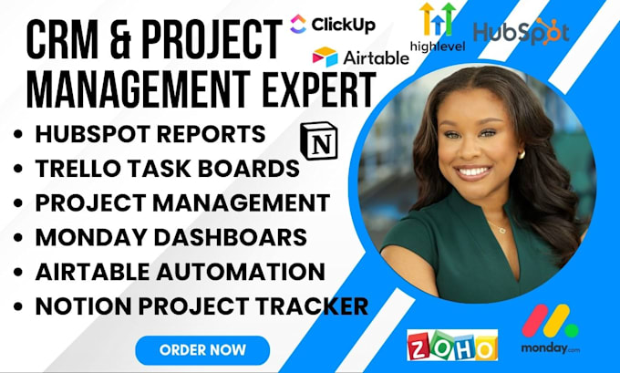 hubspot CRM flows trello task boards monday reporting dashboards metrics notion
