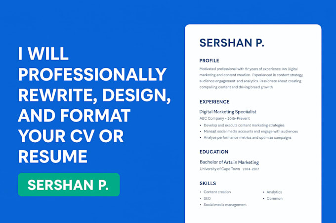 professionally rewrite, design, and format your CV or resume
