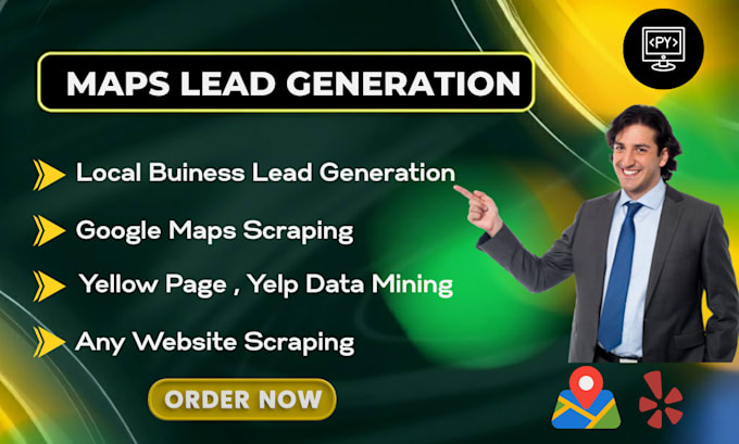 scrape google maps, yellow pages, yell data mining for business lead