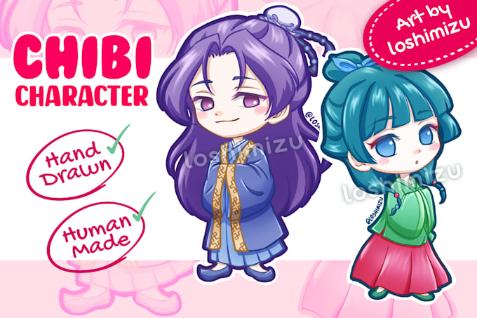 draw adorable chibi anime character for pfp, oc, or fanart