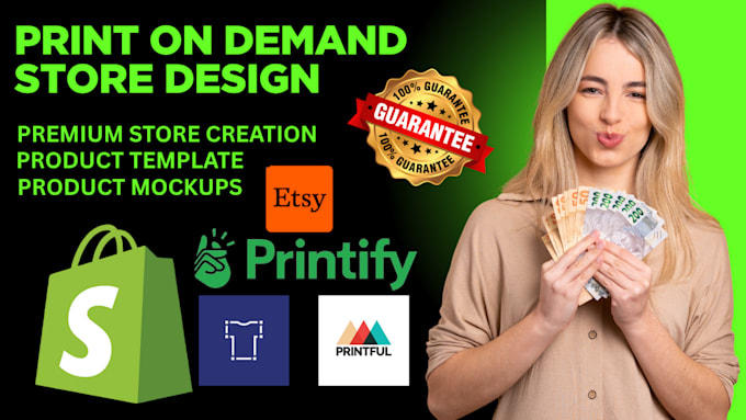 setup shopify etsy ebay print on demand store using printful printify teelaunch