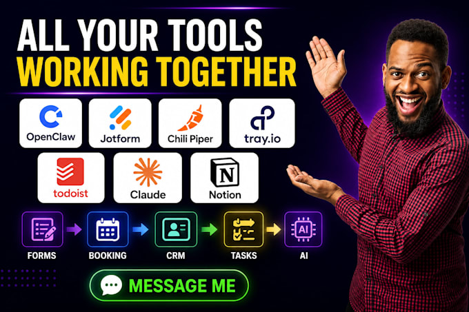 setup CRM openclaw jotform chili piper tray io todoist claude notion automation