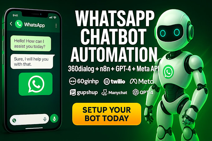 setup,fix whatsapp automation n8n meta 360dialog gupshub, wati,zoko manychat