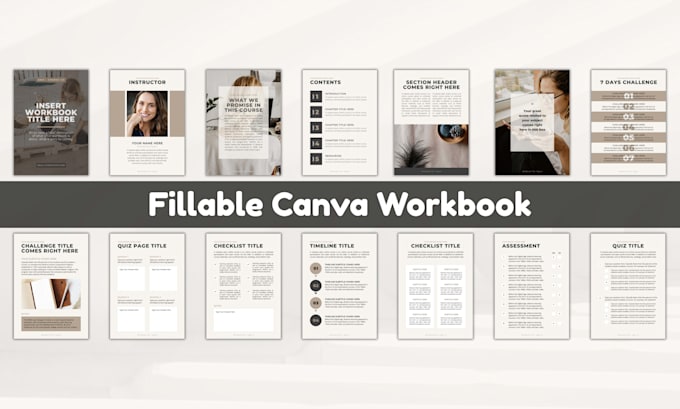 design interior fillable canva workbook, ebook, PDF, journal