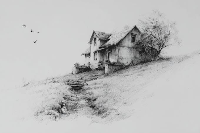 sketch houses and buildings