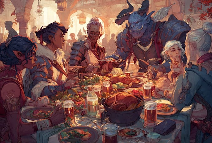 draw dnd party character sheet for fantasy game