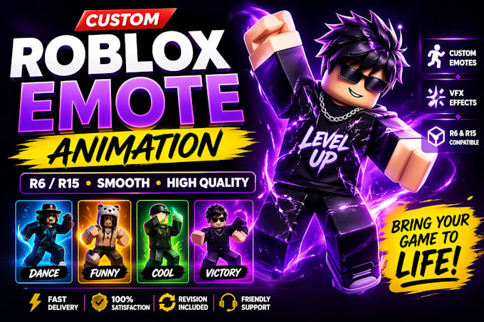 create custom roblox emote animation r6 r15 dance vfx pack