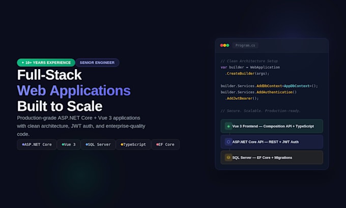 build a secure fullstack web app with asp net core and vue 3