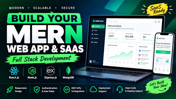 build a full stack web application or saas using mern stack