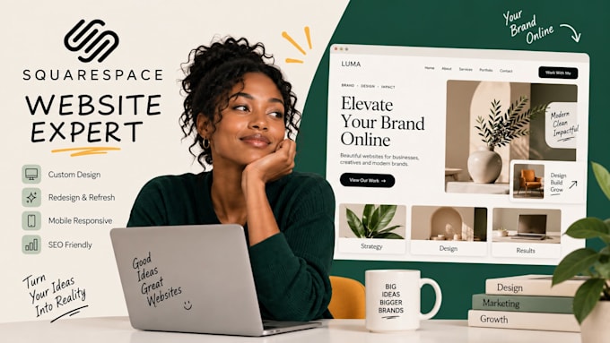build squarespace website design or redesign squarespace website development