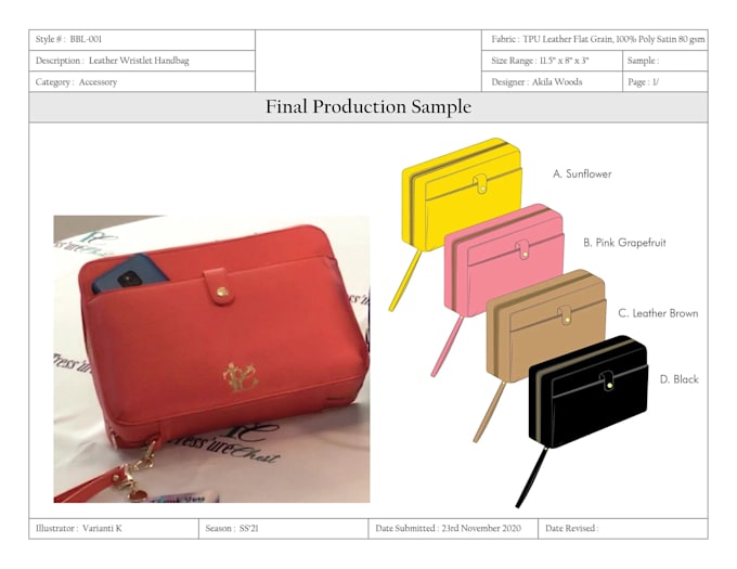 create fully techpack and pattern for custom tool bag or utility pouch design