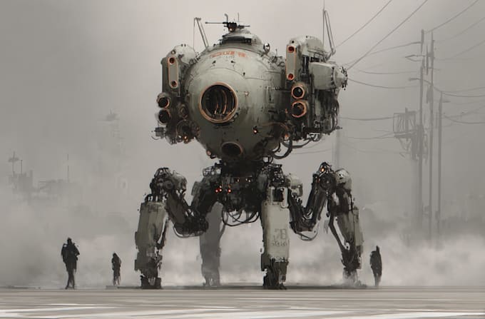 do an robot model, sci fi mech, industrial robot art