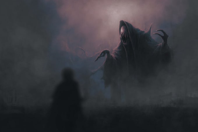 draw dark, horror illustration for you