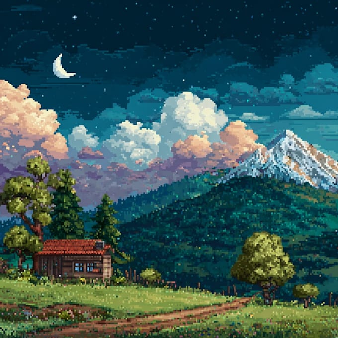 make pixel art scene or background