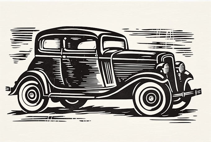 draw vintage car portrait painting