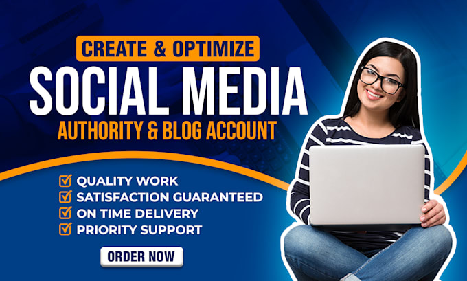 create and setup your profiles on social media, and authority website