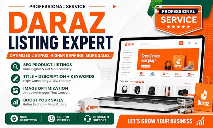 daraz product listing with SEO optimization and manage your daraz store