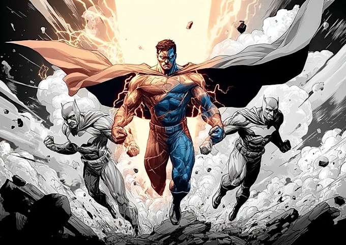 draw and write a professional superhero comic for you