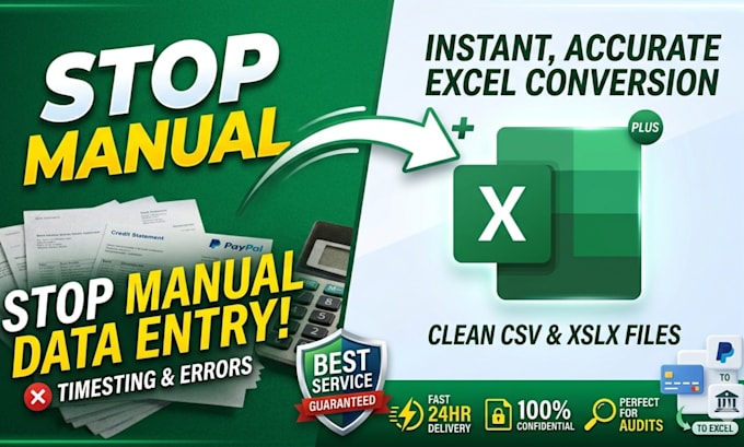 convert bank and paypal statements PDF to excel accurately