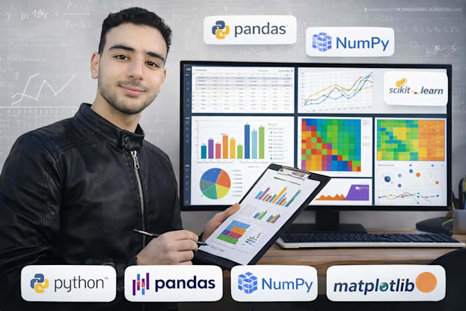 analyze and visualize your data using pandas, numpy, matplotlib and sklearn