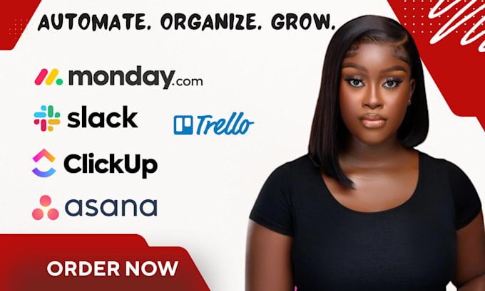 build clickup automation monday CRM dashboard trello setup asana workflow slack
