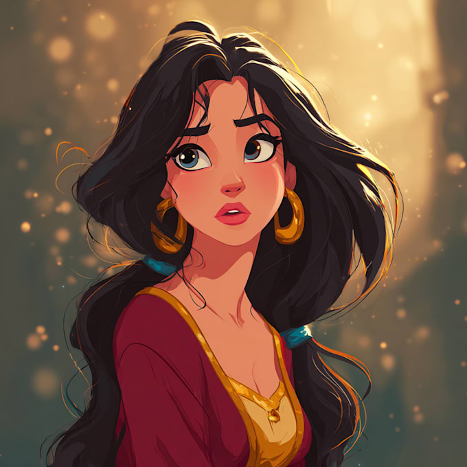 do cute disney cartoon portrait