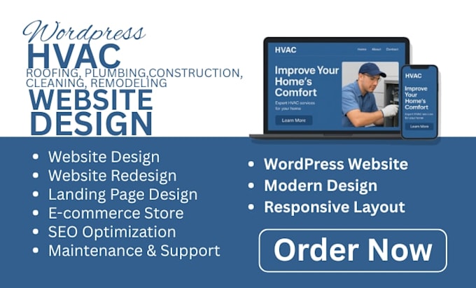 hvac website, roofing website, plumbing website, construction,contractor website